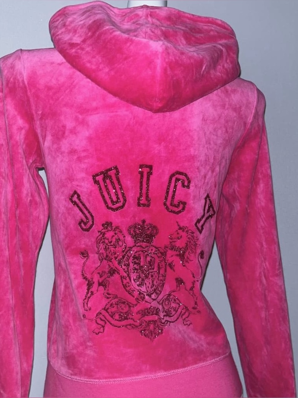 Juicy Couture Hot Pink Velour Tracksuit Set Very Good Condition Hoody and Pants